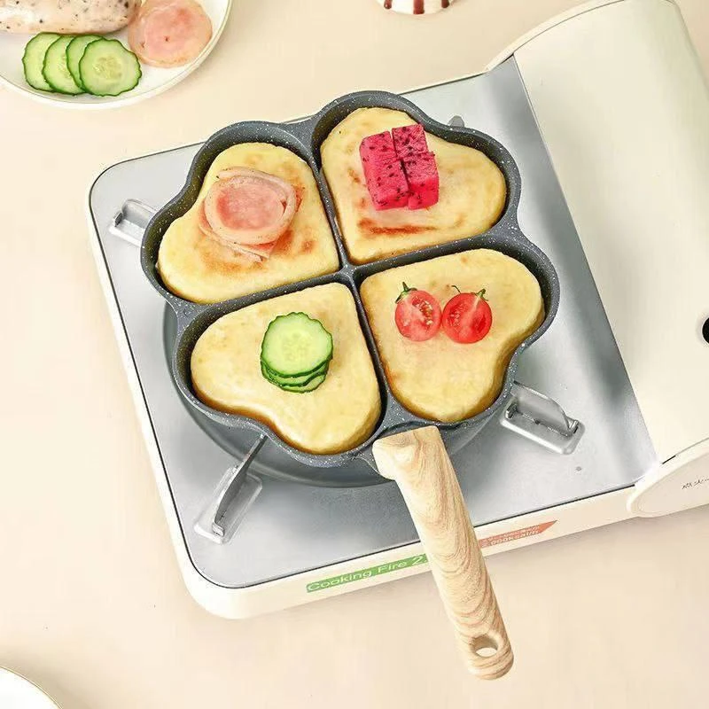 Heart shape 4 partitions egg/cake/burgar pan