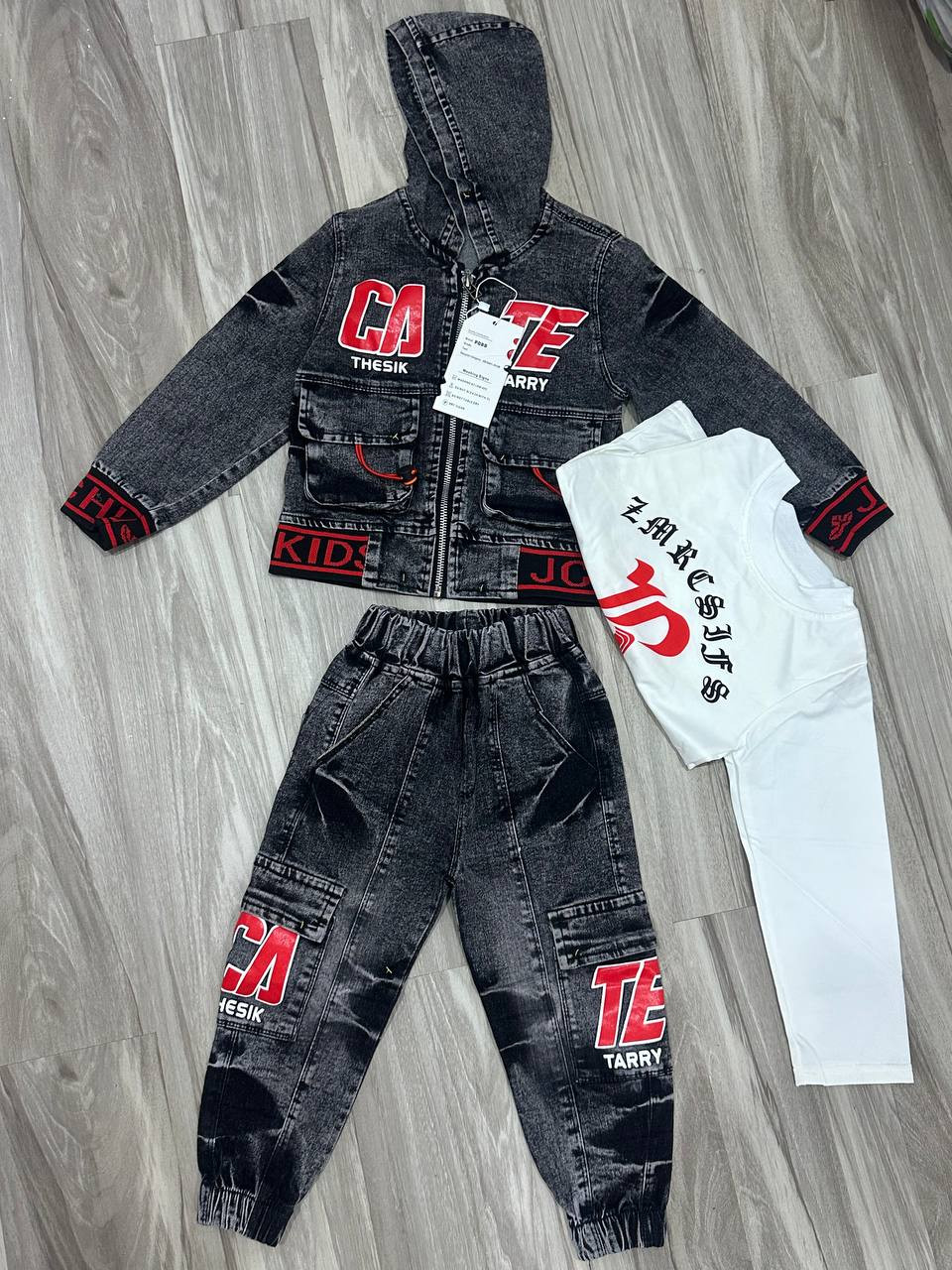 Black CA TE Tarry 3pcs Jeans Long Sleeve Set for Kids (Ages 3-7)