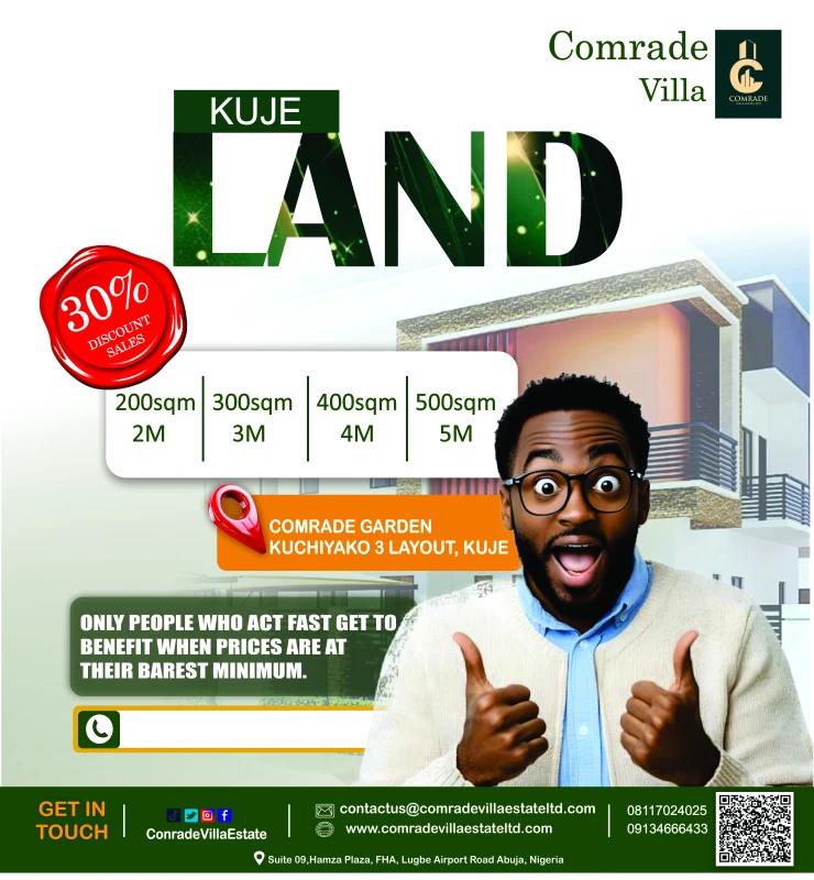 Own Land in the Emerging City of Kuje —  Comrade Villa Estate!