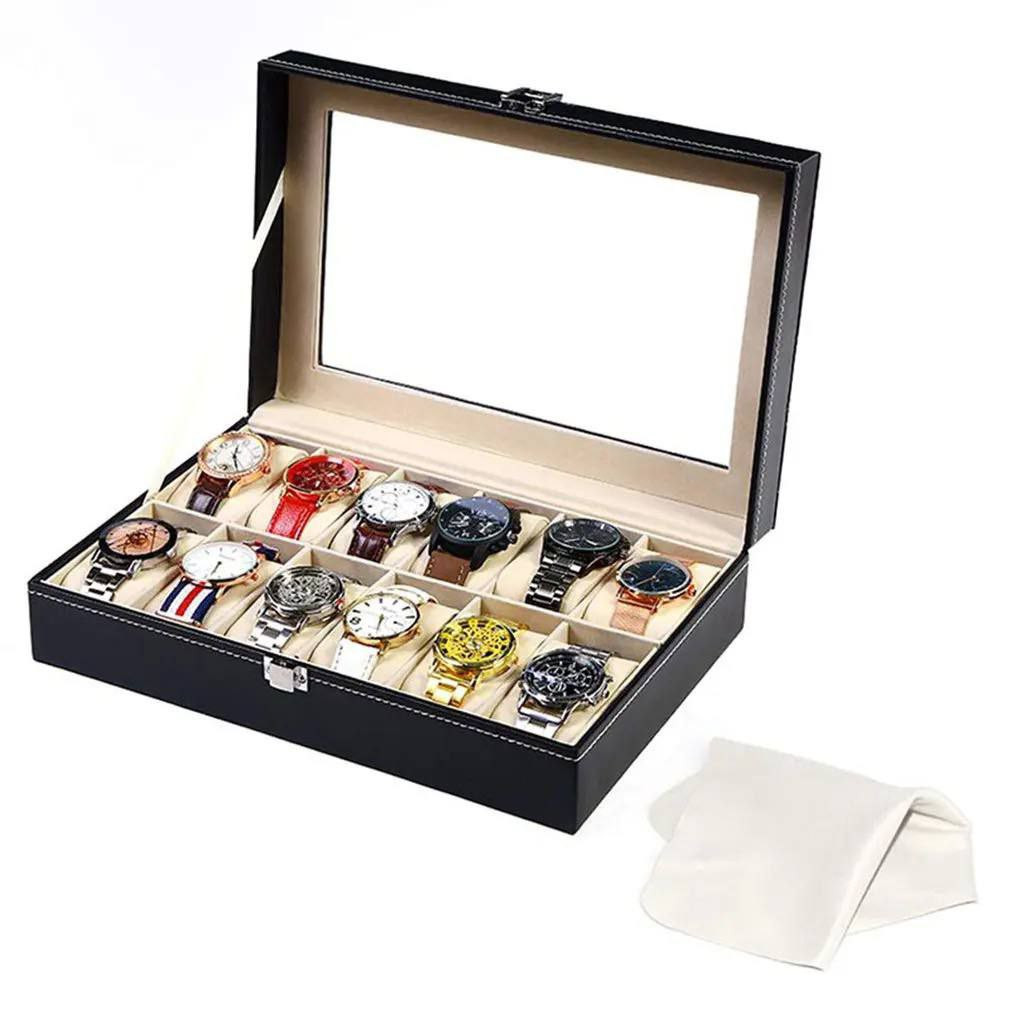 12pc Leather case watch box