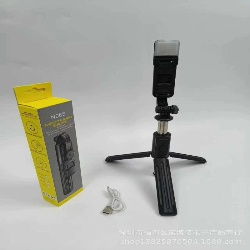 Selfie stick stand with light
