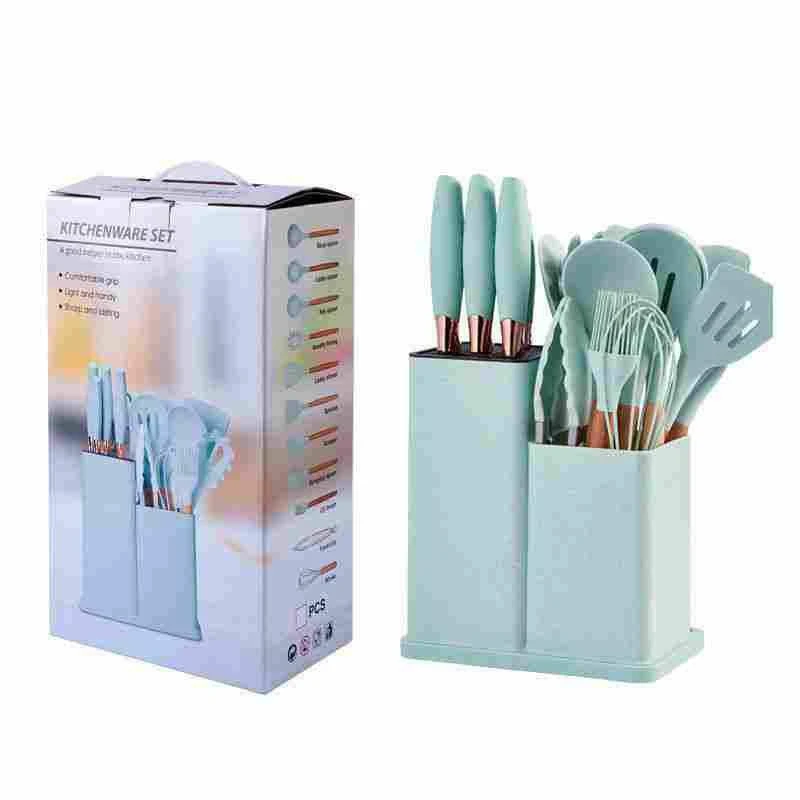 19Pcs Silicon Cooking spoon & knife set (0001)